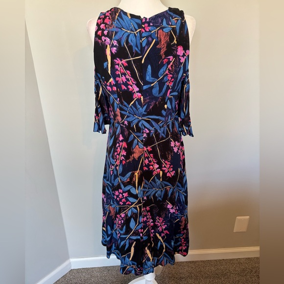ANTHROPOLOGIE Maeve Elia Cold Open Shoulder Dress Floral - Picture 7 of 10